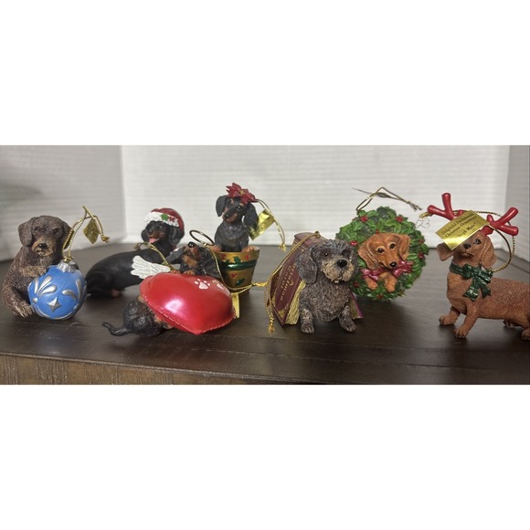 The Danbury Mint Delightful Dachsunds Christmas Ornaments Lot of 7